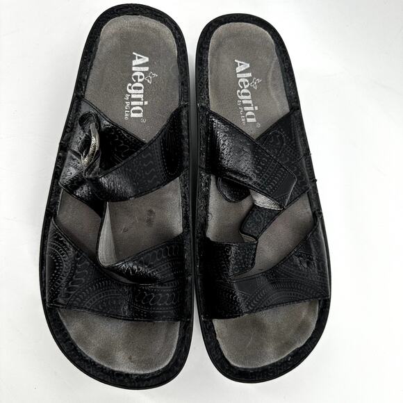 Alegria Colette Wild West Night Sandals Leather Arch Support Slip On Black 9 - Picture 3 of 8